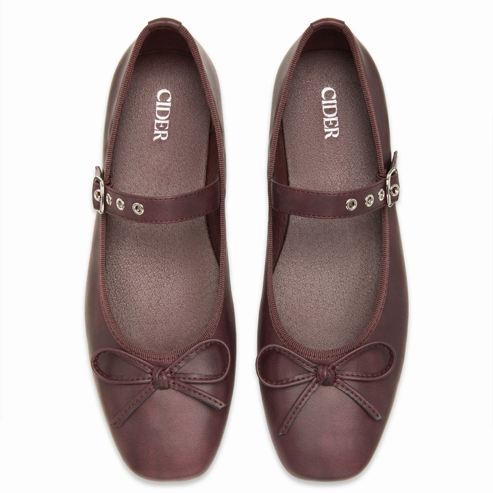 Cider Women's Deep Red Mary Jane Flats